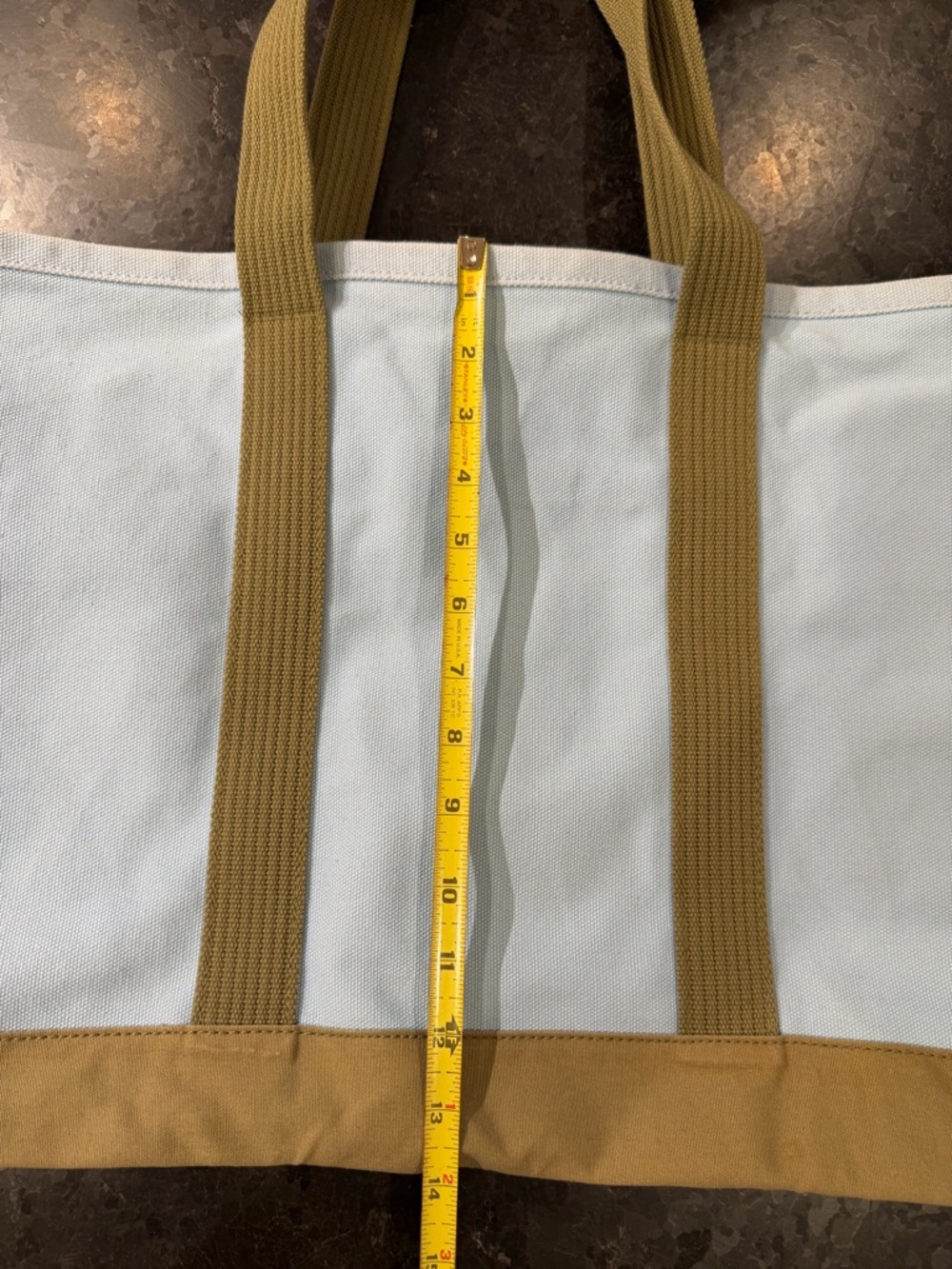 Life Is Good Light Blue Canvas Tote with Olive Straps and Pink Daisy - Picture 8 of 8